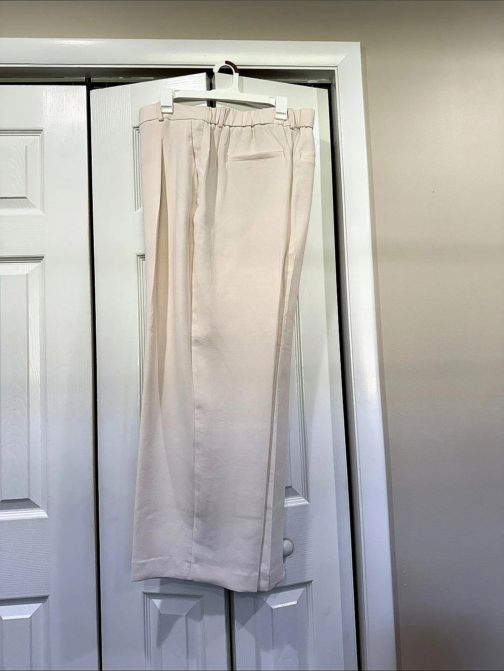 Cream Straight-Leg Trousers